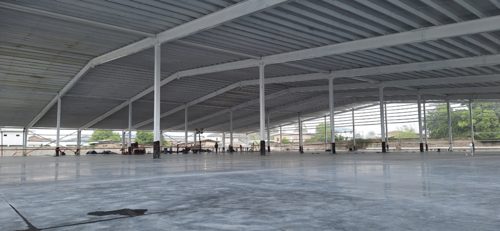 insulated roof panels in a commercial building in progress in the caribbean in trinidad and tobago